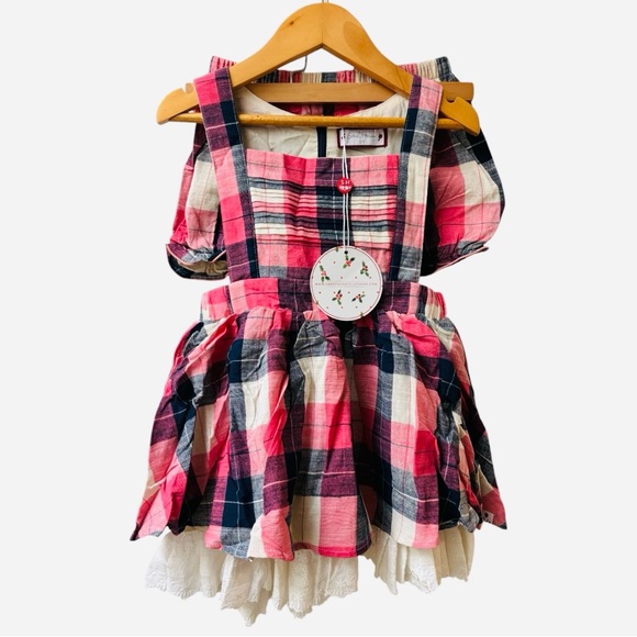 SweetHoney Pinafore + Bloomers SetNavy Blue Check